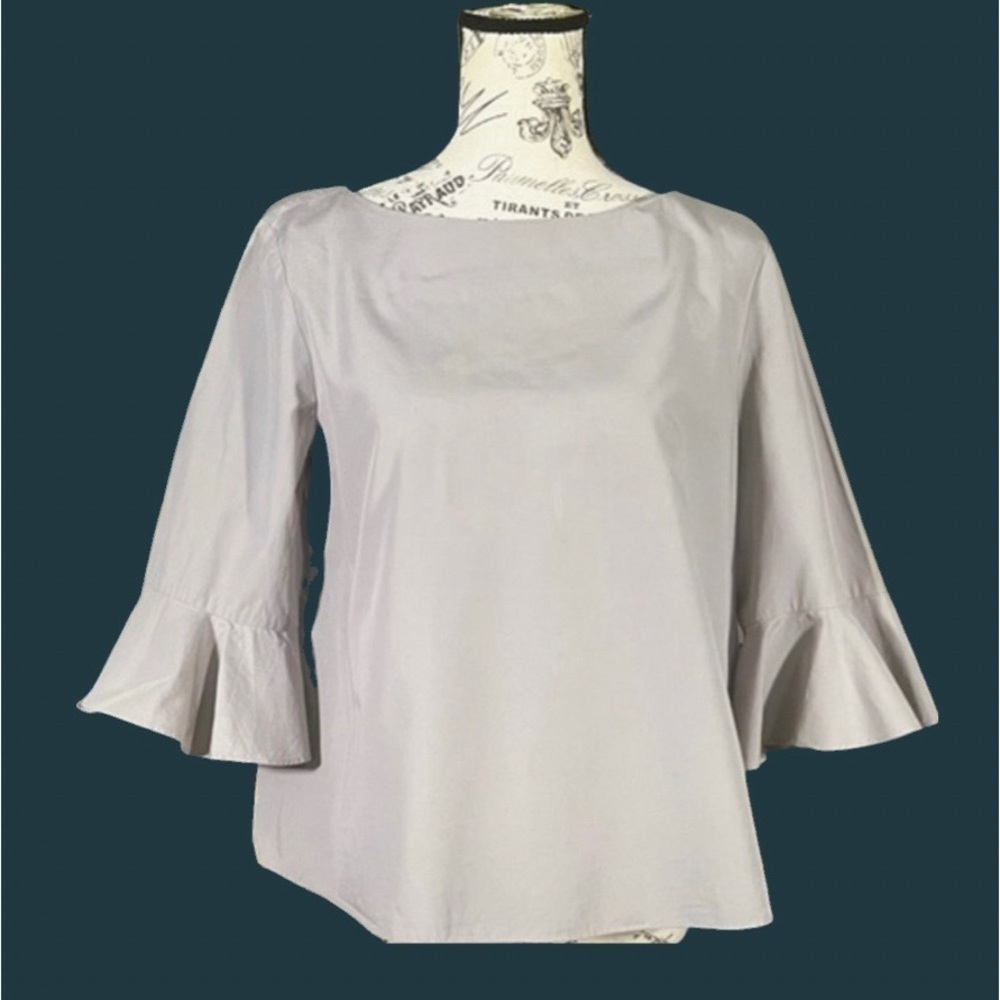 Amanda Uprichard Gray Top with Bell Sleeves